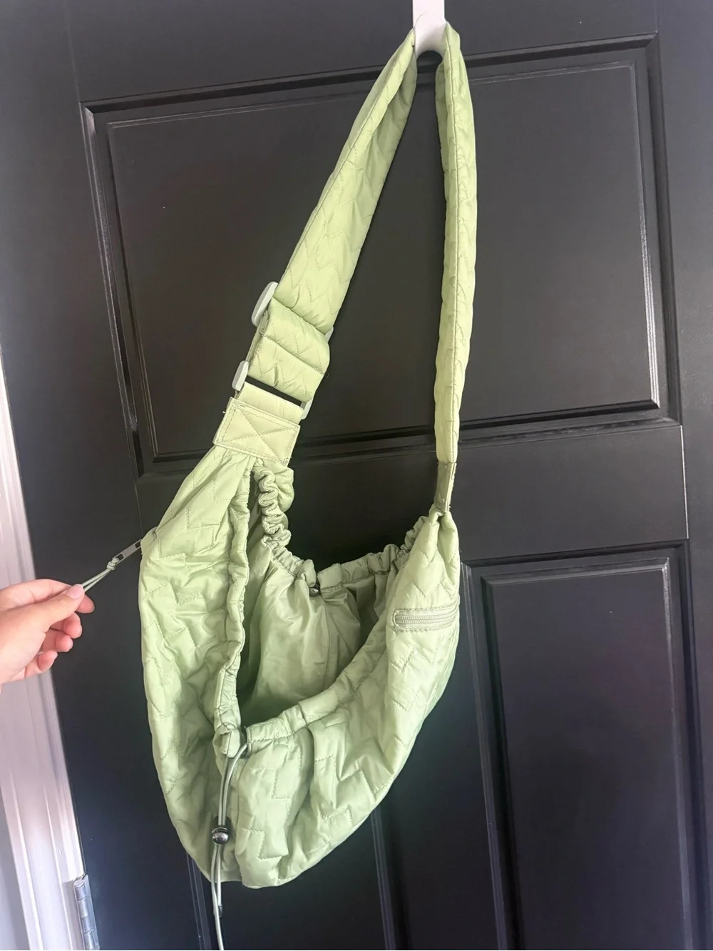 Quilted Top Paw Sage Green Shoulder Bag - Pet Carry Bag